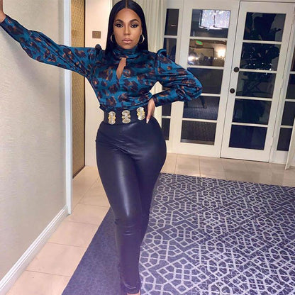 Chemisier Mode Graphique Imprimé Manches Longues