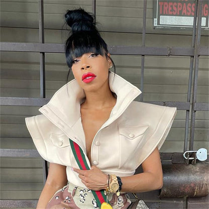 Couleur Unie Haut à poitrine unique