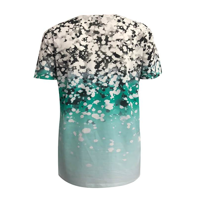 Dégradé Couleur Floral Imprimé V Col V T- shirt à manches courtes