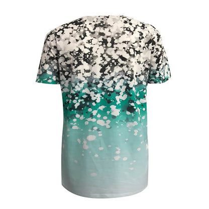 Dégradé Couleur Floral Imprimé V Col V T- shirt à manches courtes