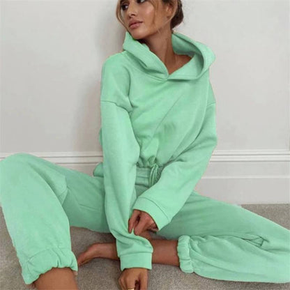 Ensemble De Survêtement Deux Pièces Pantalon Sweat à capuche décontracté de couleur unie