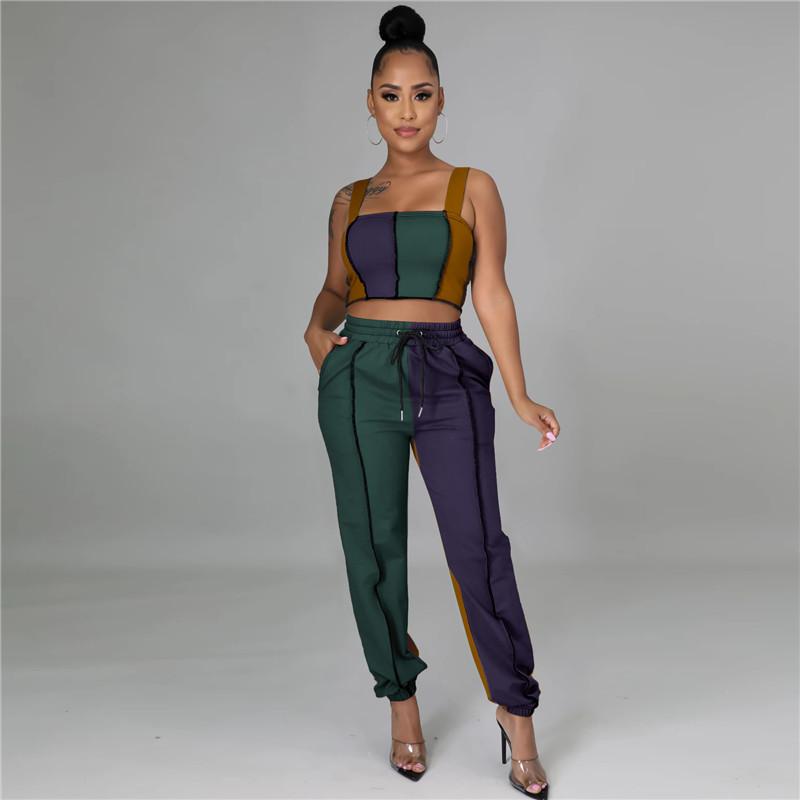 Ensemble Pantalon Taille Deux Pièces Top Et Cordon De Serrage