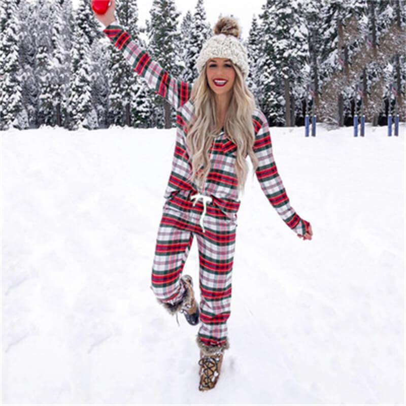Ensemble Pyjama 2 Pièces Noël Imprimé Rayé