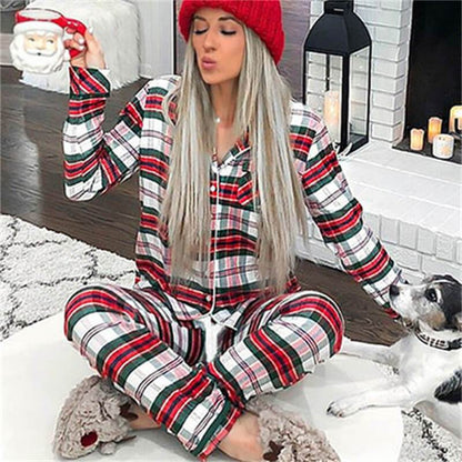 Ensemble Pyjama 2 Pièces Noël Imprimé Rayé