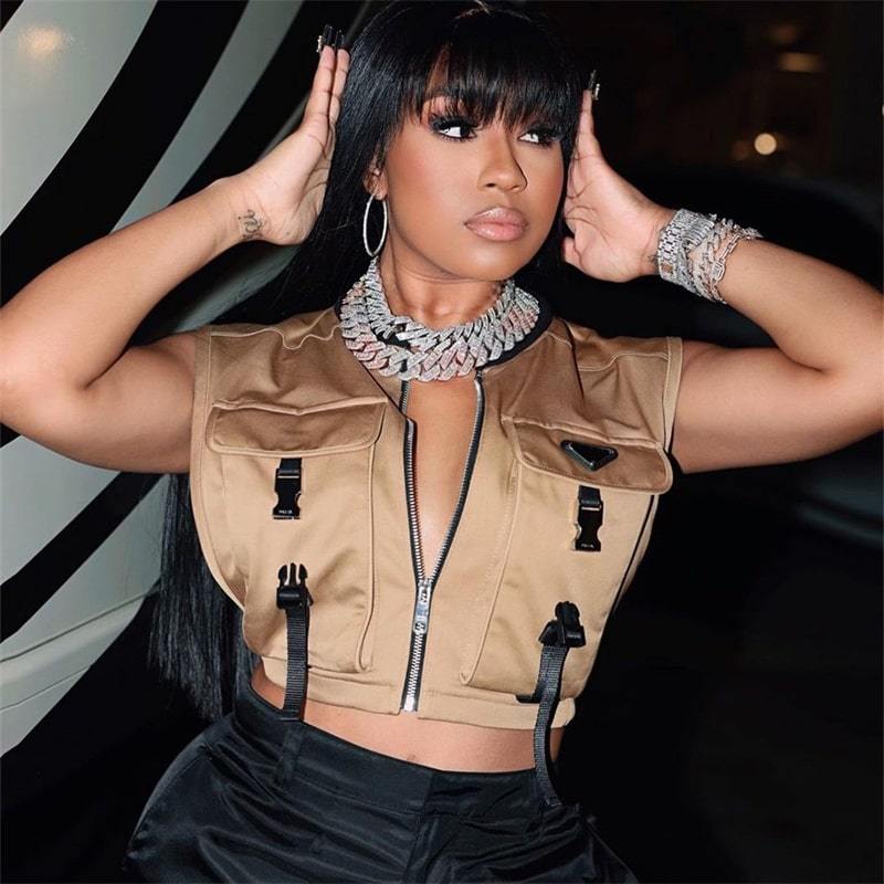 Haut sans manches à poche mode cargo