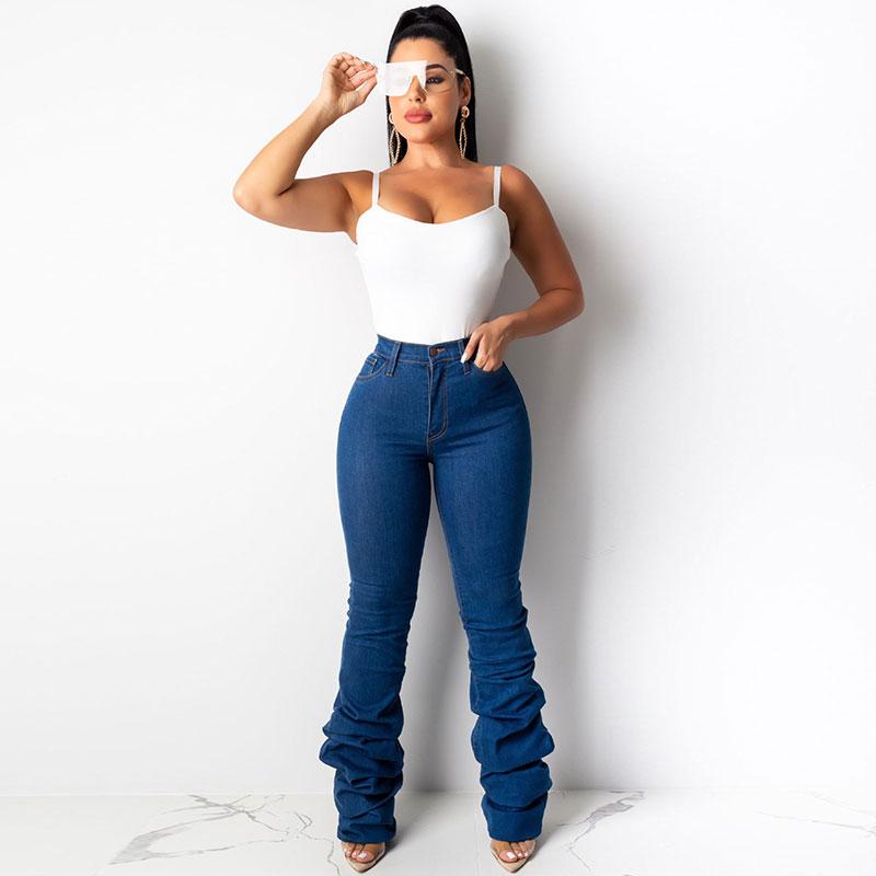 Jeans Plis Slim Fit Trop Long