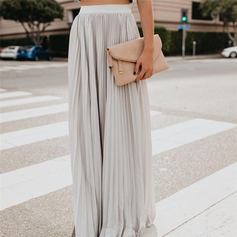 Jupe Longue Taille Haute Plissée