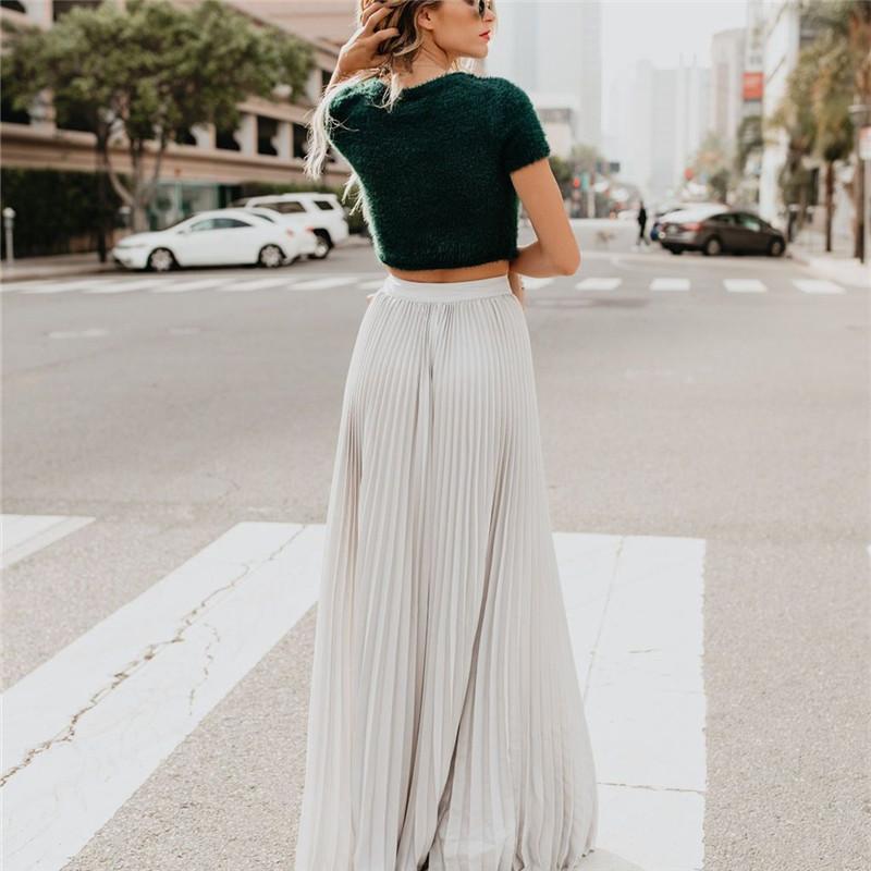 Jupe Longue Taille Haute Plissée