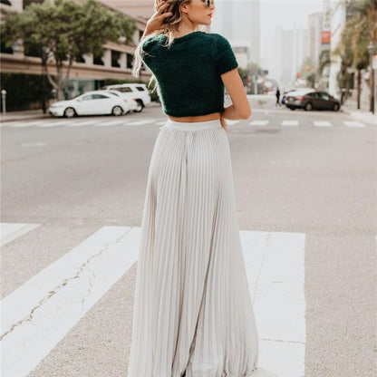 Jupe Longue Taille Haute Plissée