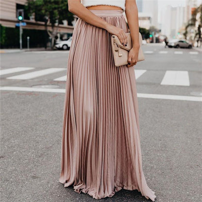 Jupe Longue Taille Haute Plissée