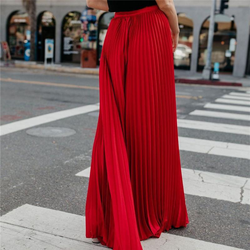 Jupe Longue Taille Haute Plissée