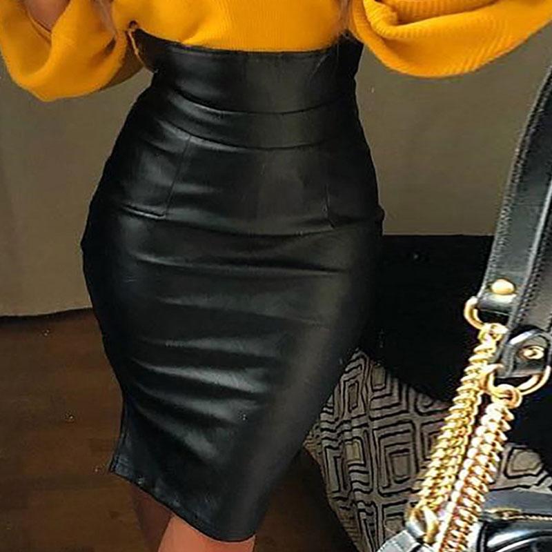 Jupe Moulante Fente Latérale Taille Haute