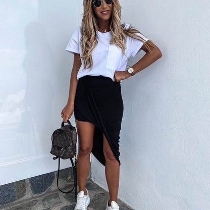 Jupes à ourlet irrégulier Sexy Taille Élastique