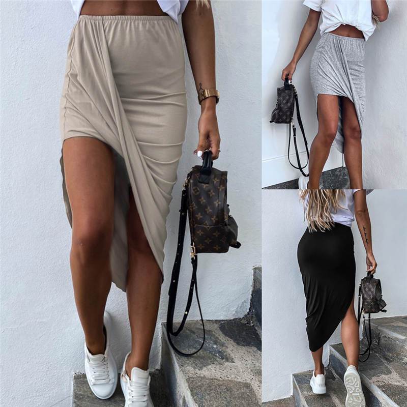 Jupes à ourlet irrégulier Sexy Taille Élastique