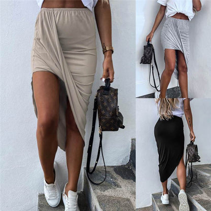 Jupes à ourlet irrégulier Sexy Taille Élastique