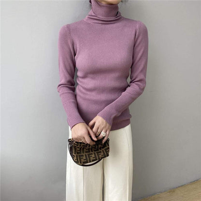 Manches Longues Col Roulé Simple Tricot