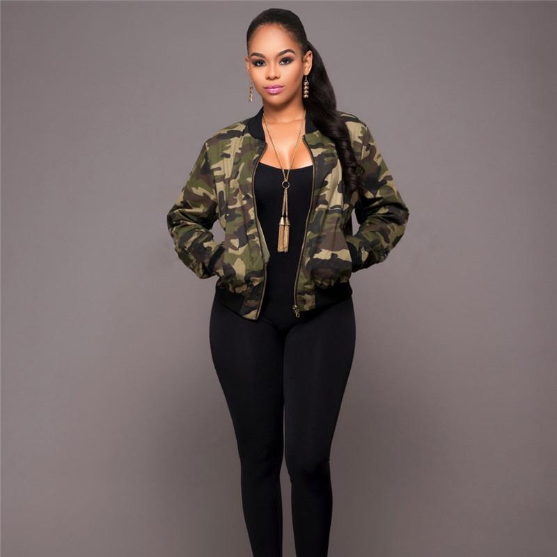 Manteaux Manches Longues Imprimé Camouflage Zipper