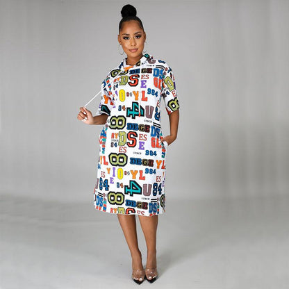 Mode Lettre Impression Robe à capuche