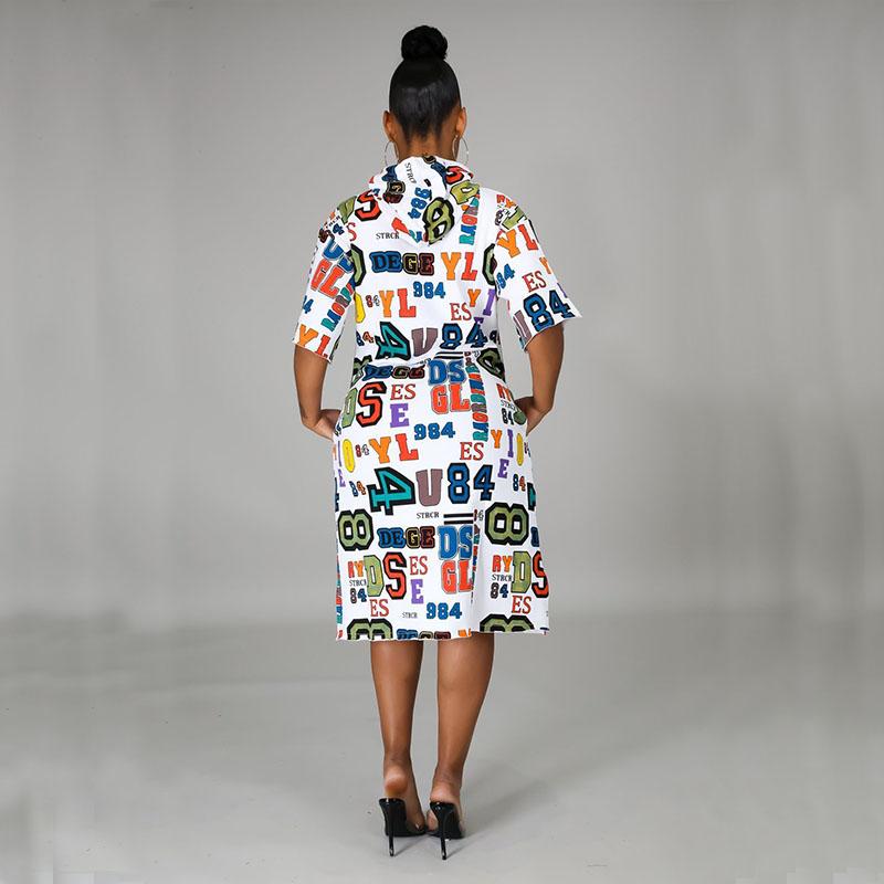 Mode Lettre Impression Robe à capuche