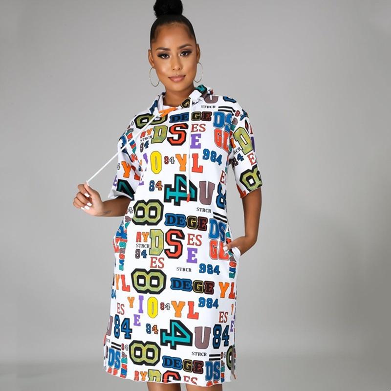 Mode Lettre Impression Robe à capuche