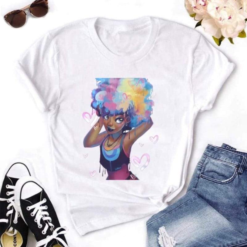 Mode Noir Beauté Imprimé Col Rond T-Shirt