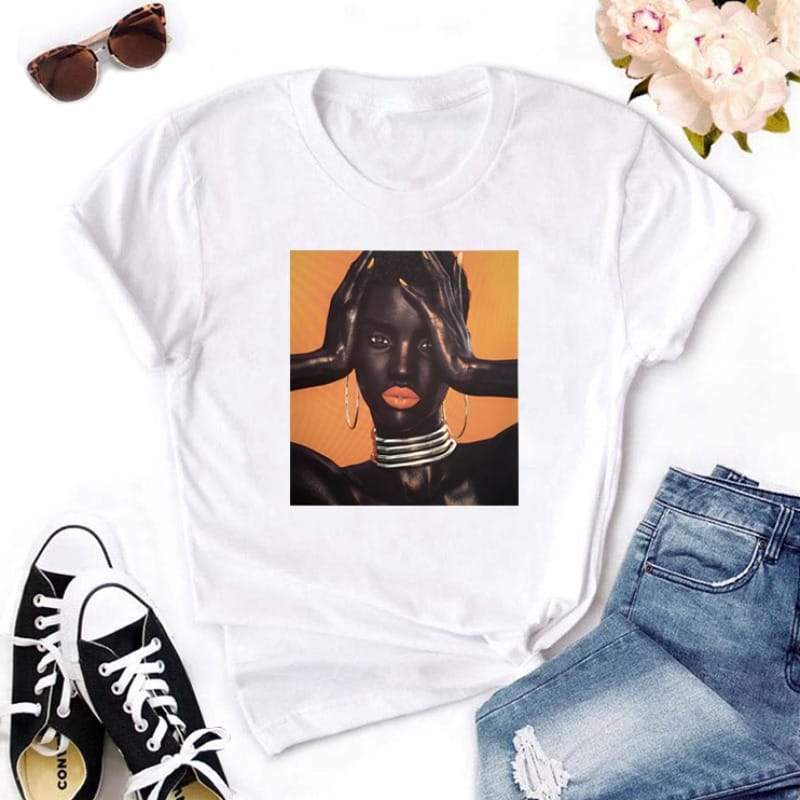 Mode Noir Beauté Imprimé Col Rond T-Shirt