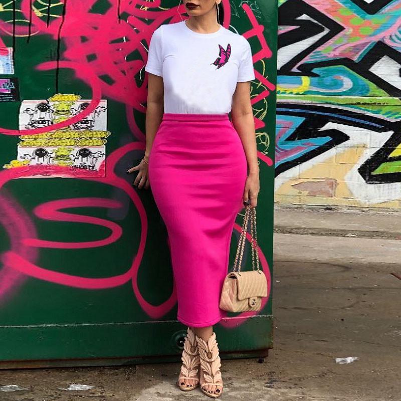 Mode Taille Haute Jupe à fente arrière