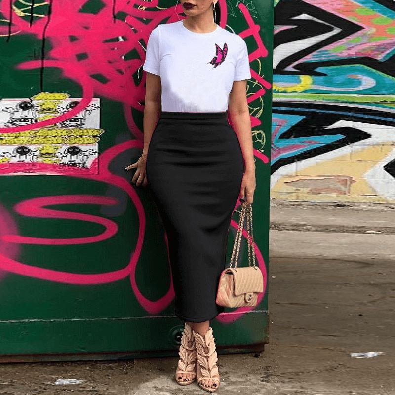 Mode Taille Haute Jupe à fente arrière