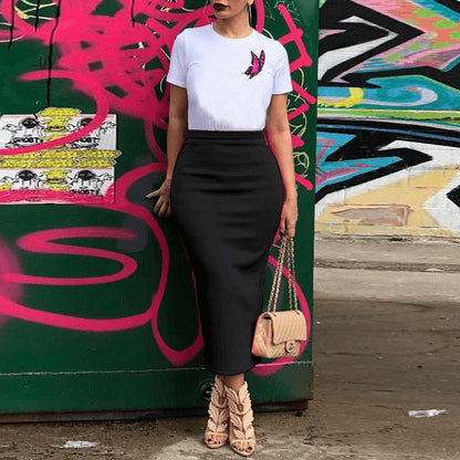 Mode Taille Haute Jupe à fente arrière