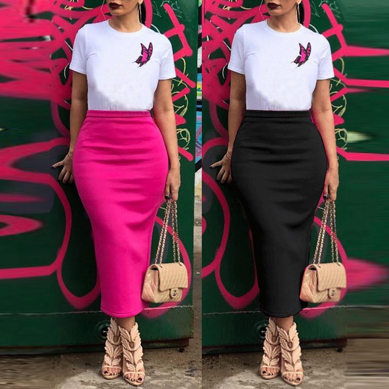 Mode Taille Haute Jupe à fente arrière