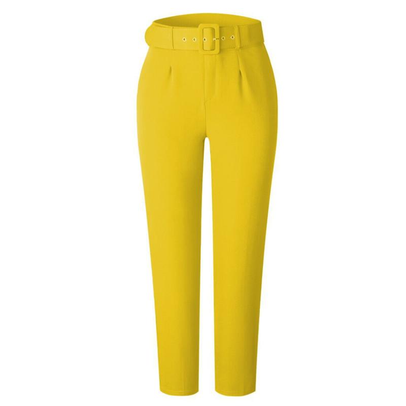 Pantalon Décontractée Taille Haute Couleur Unie