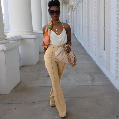 Pantalon Femme Mode Couleur Unie