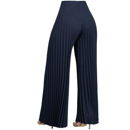 Pantalon à jambe large Pli de couleur unie