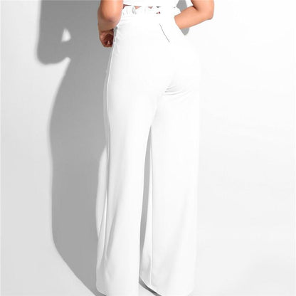 Pantalon décontracté à ceinture à glissière et à lisière