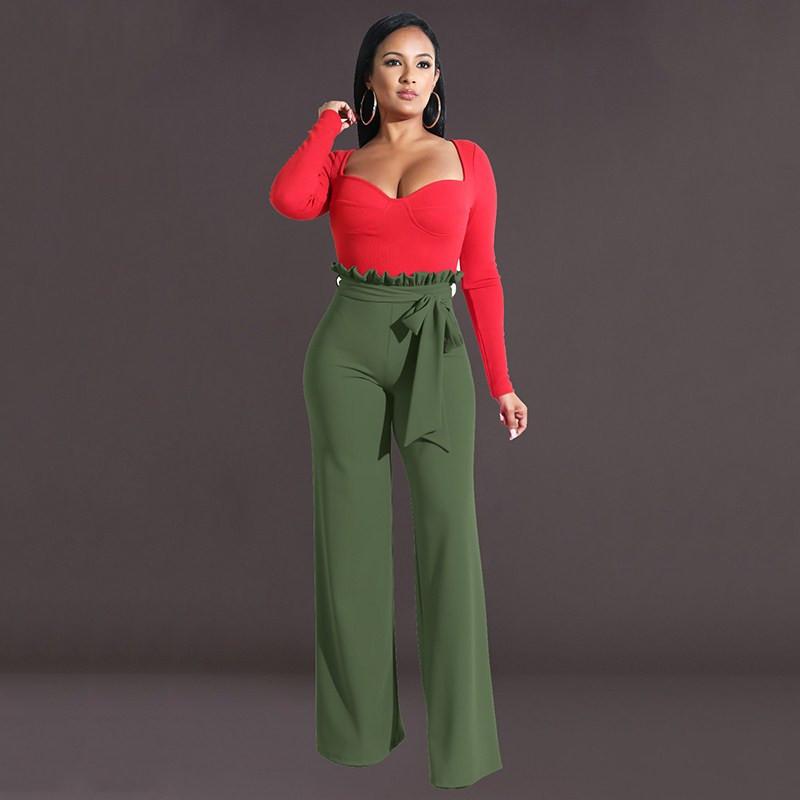 Pantalon décontracté à ceinture à glissière et à lisière