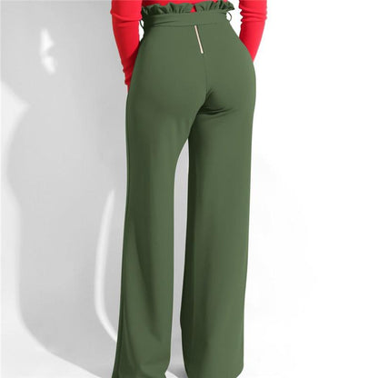 Pantalon décontracté à ceinture à glissière et à lisière