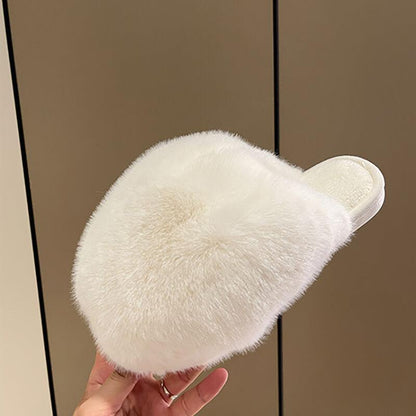 Pantoufles Peluche Mode Couleur Unie