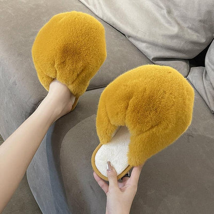 Pantoufles Peluche Mode Couleur Unie