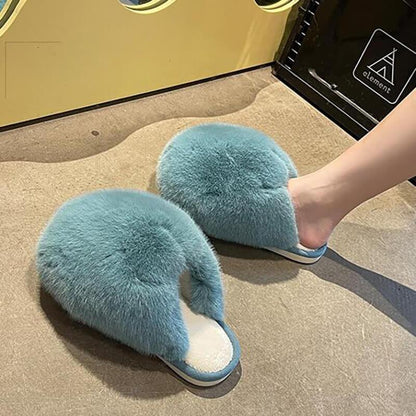 Pantoufles Peluche Mode Couleur Unie