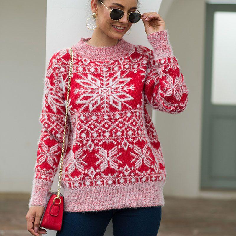 Pull décontracté à motif de flocon de neige de Noël