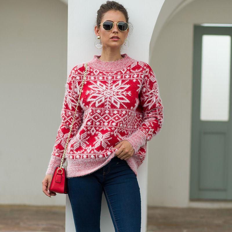 Pull décontracté à motif de flocon de neige de Noël