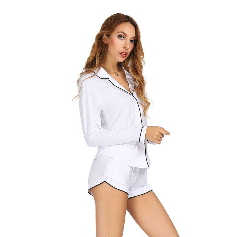 Revers Collier Manches Longues Pyjama