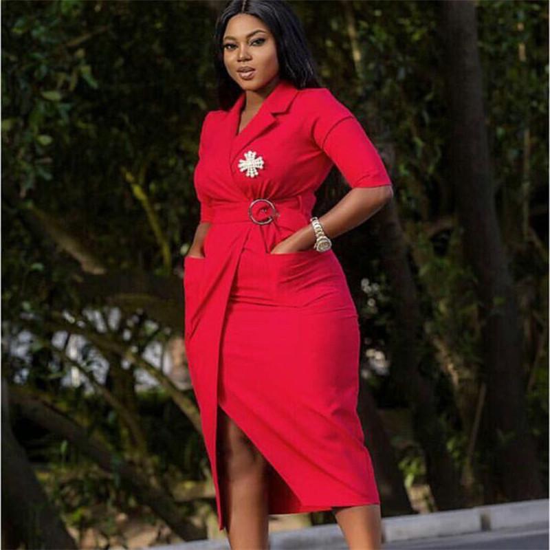 Robe Manches Longues Couleur Unie Revers