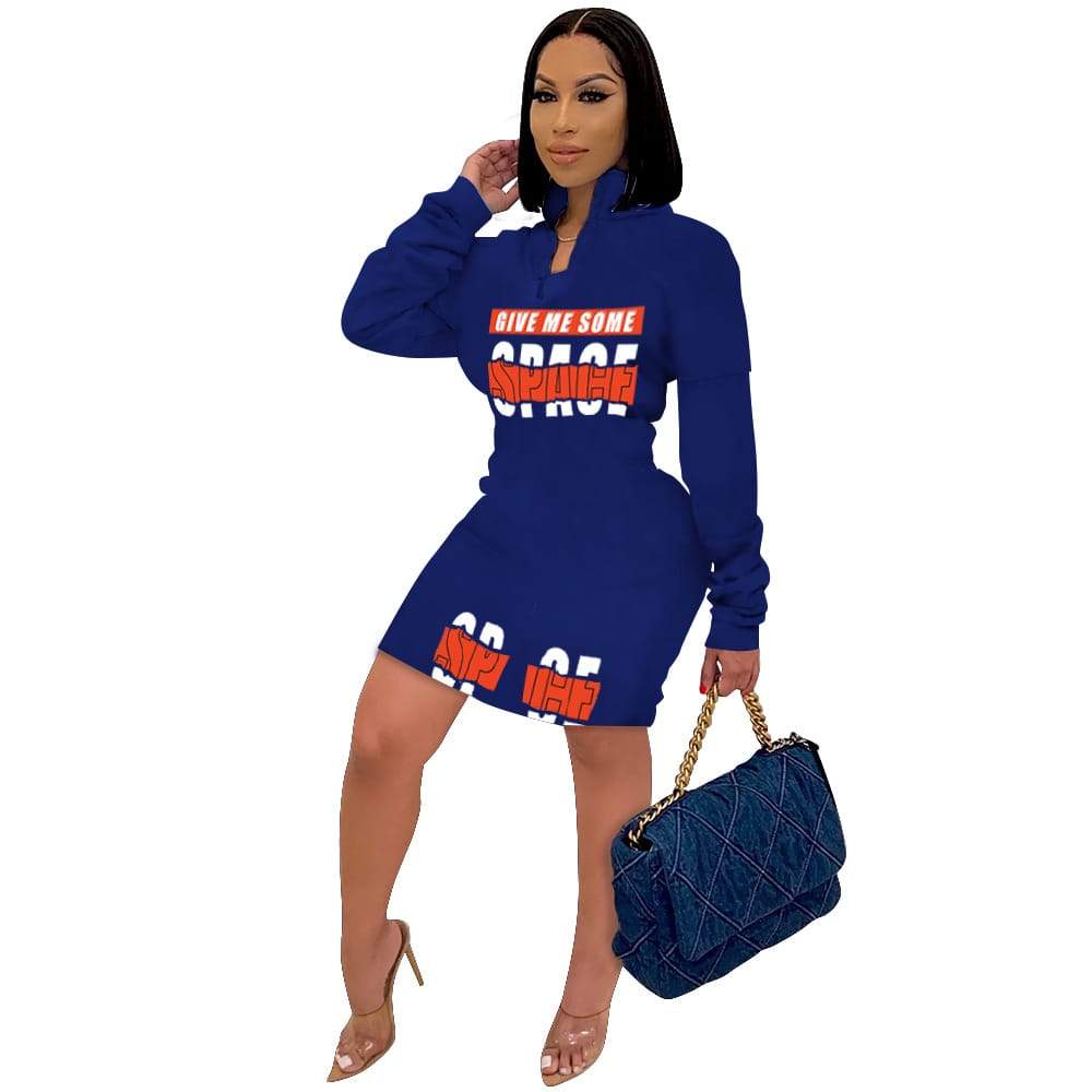 Robe Mode Lettre Impression Stand Col