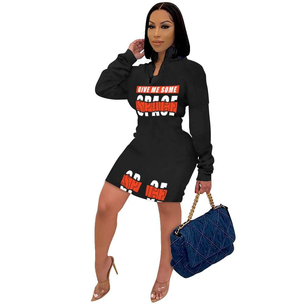 Robe Mode Lettre Impression Stand Col