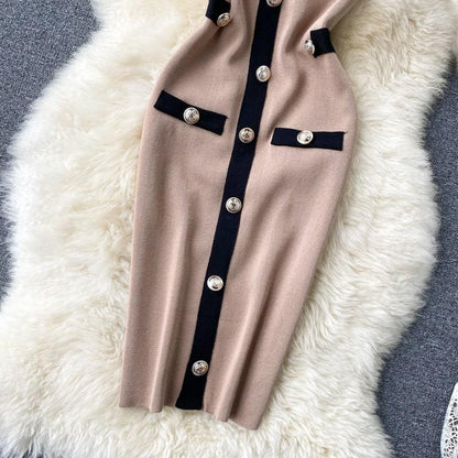 Robe Style Chic Bouton Décoré