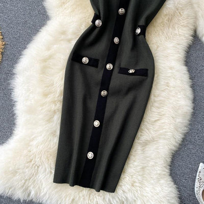 Robe Style Chic Bouton Décoré