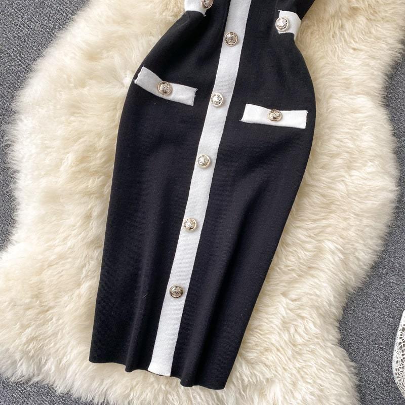 Robe Style Chic Bouton Décoré