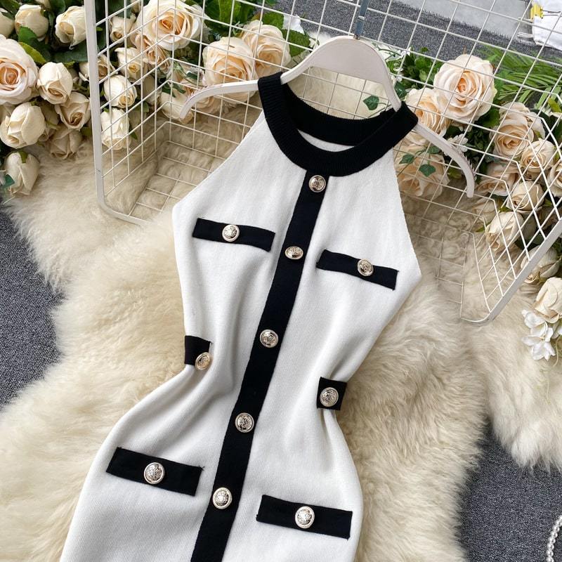 Robe Style Chic Bouton Décoré