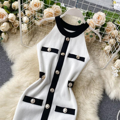 Robe Style Chic Bouton Décoré